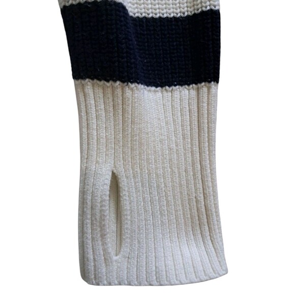 T By Talbots Sweater Women's XL Ivory Multi Stripe Crewneck High Low Thumb Holes - Picture 8 of 12